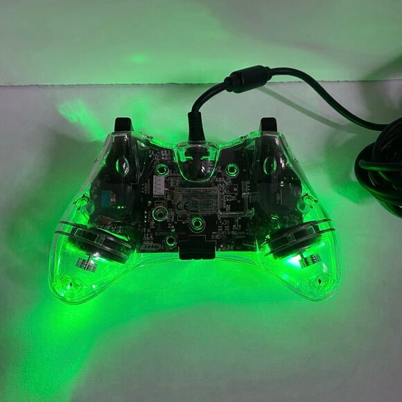 Xbox 360 Transparent Wired Controller Pad afterglow Clear Green LED - Picture 3 of 9